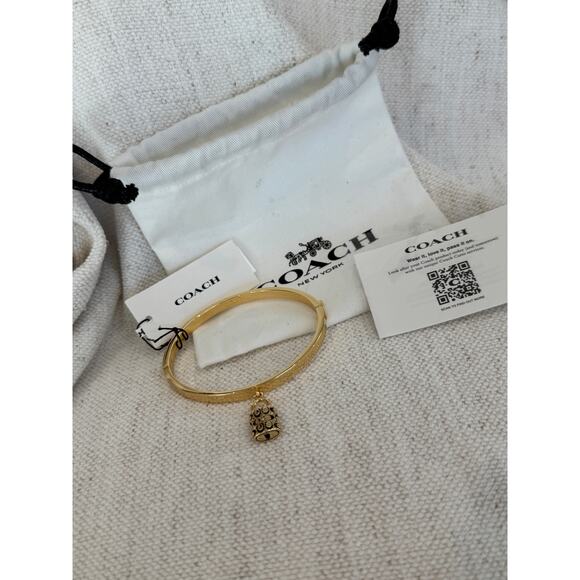 NWT Coach Quilted Padlock Bangle Bracelet $125 - Picture 3 of 5